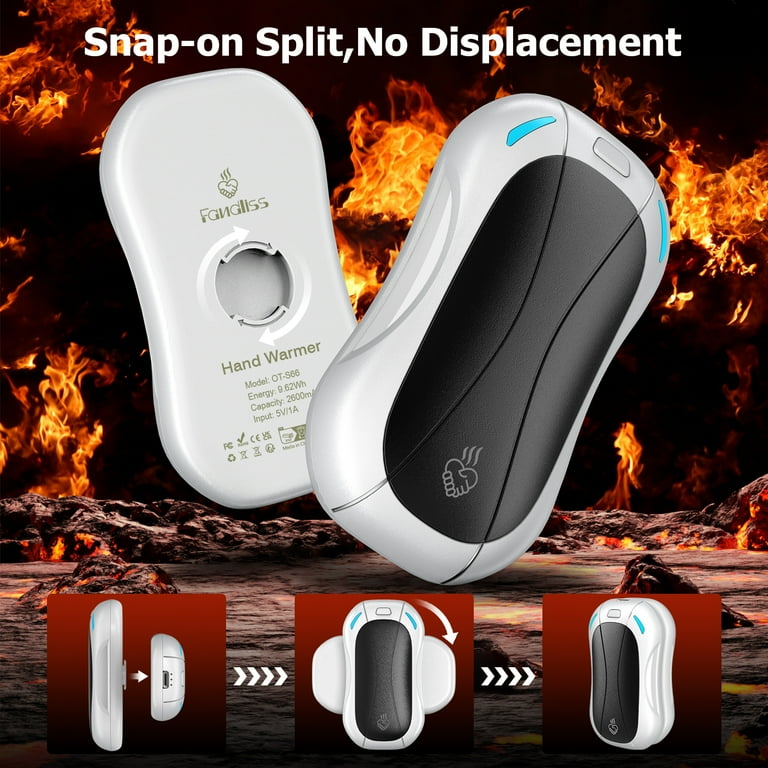 Hand Warmers Rechargeable 2 Pack, Magnetic Electric Handwarmer, Electric Portable Pocket Heater 6000mAh, 14hrs Long Lasting Battery Handwarmer For Outdoors,Tech Gift Women Men