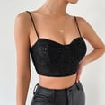 thumbnail image 5 of RYRJJ Womens Summer Lace Bustier Mesh Floral Embroidery Vintage Spaghetti Strap Corset Going Out Party Camisole Crop Top 01#Black L, 5 of 9
