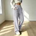 thumbnail image 6 of Rexolia Women's High Waist Brushed Fleece Sweatpants Wide Leg Open Bottom Warm Lounge Pants Light Gray 2XL, 6 of 7