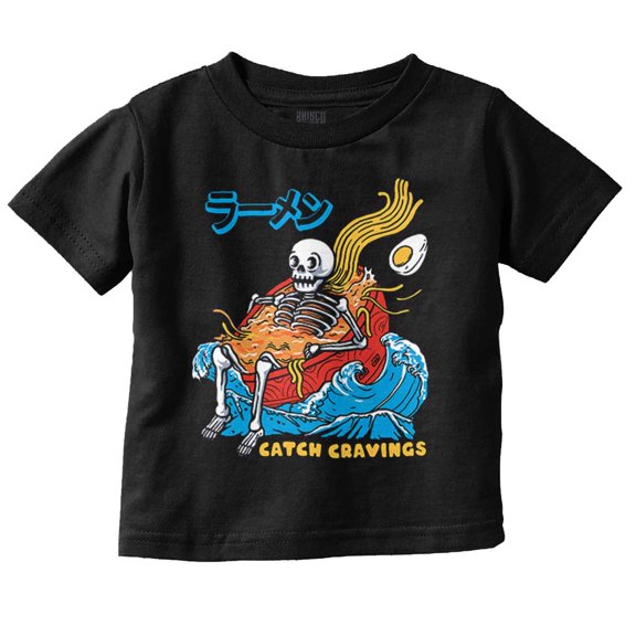 Skeleton Ramen Surf Catch Cravings Toddler Boy Girl T Shirt Infant Toddler Brisco Brands 6M