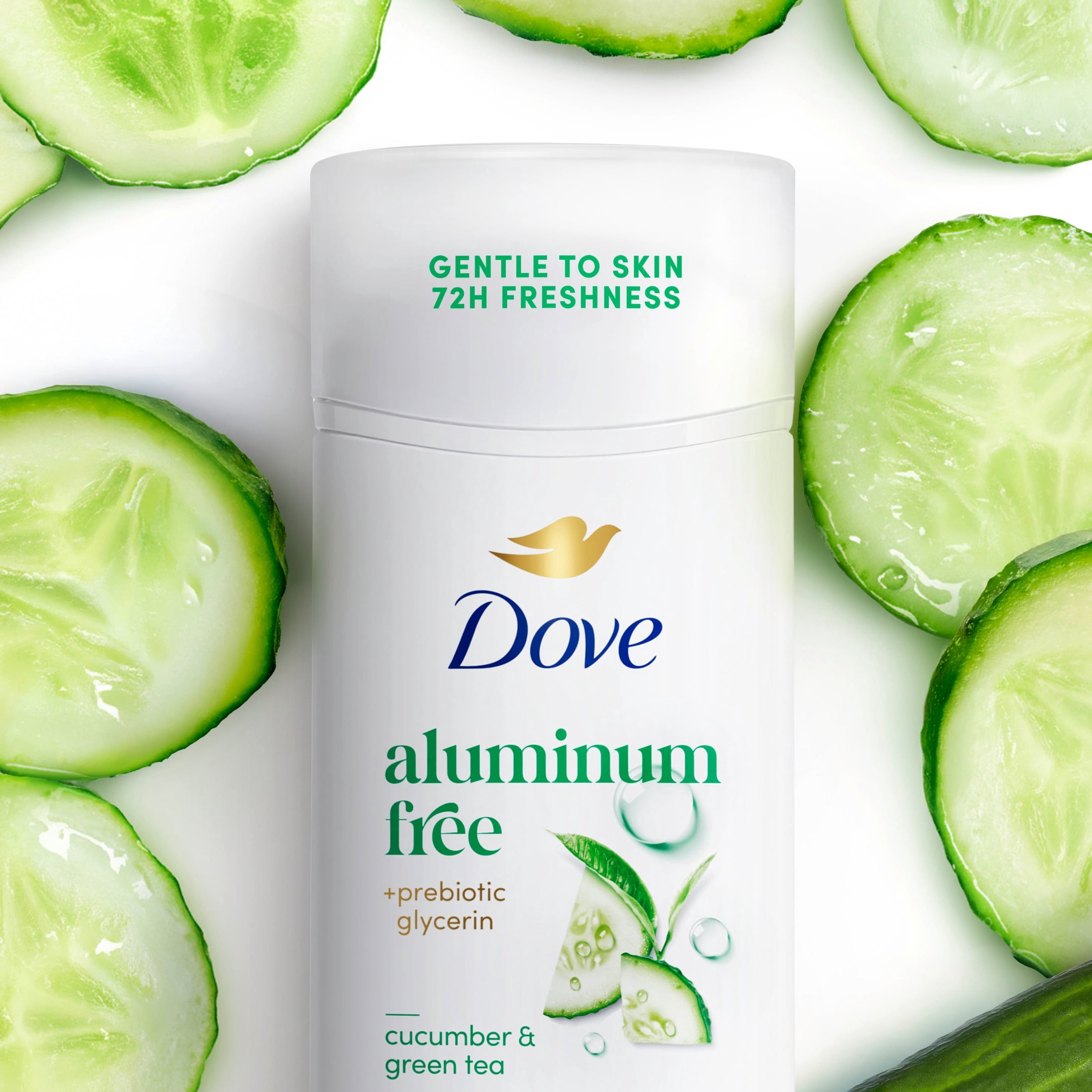 Dove Deodorant Stick for 72 Hour Odor Protection Cucumber & Green Tea Aluminum Free, 2.4 oz