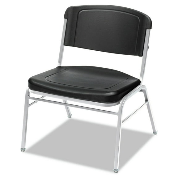 Iceberg Rough n Ready Wide-Format Big and Tall Stack Chair, Black Seat/Back, 4/Carton