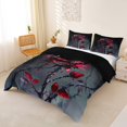 thumbnail image 3 of Homewish Black Red Gothic Rose Duvet Cover Queen for Kids, Thorn Floral Spooky Queen Bedding, Black Reversible, 3-Piece, 1 Duvet Cover and 2 Pillowcases, 3 of 6