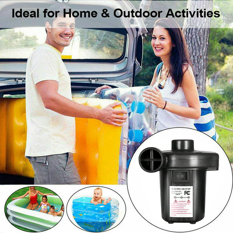 Electric Air Pump, Portable Quick-Fill Air Pump with 3 Nozzles, Perfect for  Outdoor Camping, Air Mattress Beds, Swimming Ring 