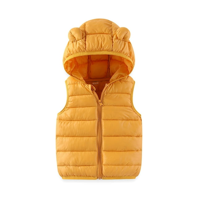 Cowsor Baby Boys Girls Hooded Puffer Vest Winter Lightweight Sleeveless Bear ears Zipper Up Jacket