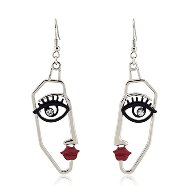 Pendientes colgantes de cara delicada Jumpingount plateado