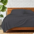 thumbnail image 3 of 800 Thread Count 100% Egyptian Extra Long Staple Cotton Sheet Set, 4 Pc Set, Sateen Weave, Hotel Collection Soft Luxury Bedding, Fits Upto 15" Inch Deep Pocket (Dark Grey Stripe, California King Size), 3 of 8