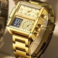 thumbnail image 3 of Reloj LIGE Reloj impermeable de doble pantalla para hombre dorado S, 3 of 5