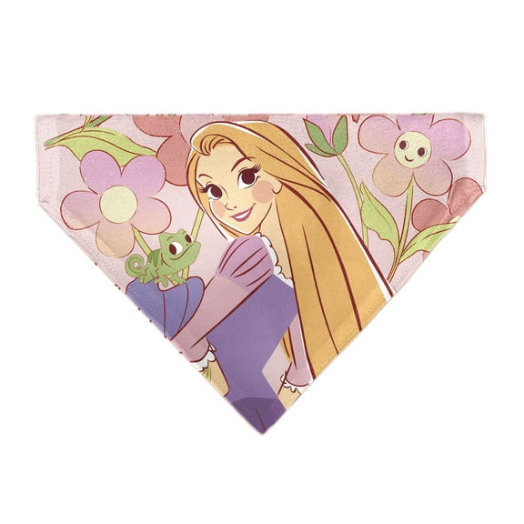 Disney Pet Bandana Tangled Rapunzel and Pascal Flowers Pose Pinks Slip On Collar Bandana Only