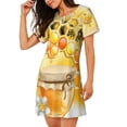 thumbnail image 2 of Fotbe Honey Bee Pattern Women's Cotton Nightgown Sleepwear Short Sleeves Shirt Casual Print Sleepdress, 2 of 6
