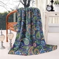 thumbnail image 2 of Blue Pioneer Flower and Paisley Pattern Blanket,Comfortable Soft Lamb Wool Throw Blanket,All Season,Warm Lightweight Blankets for Sofa Bed Couch Living Room Chair,40"x50", 2 of 4