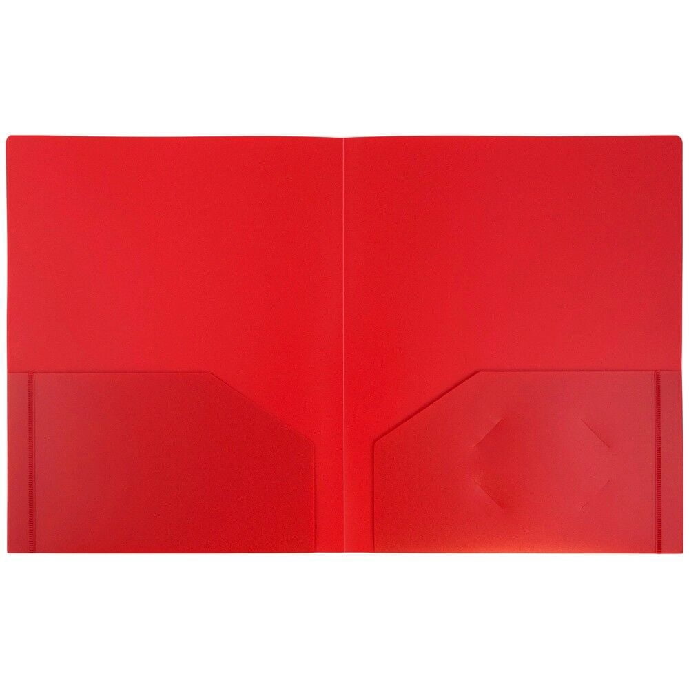 JAM Paper Heavy Duty Plastic 2 Pocket Extra Tough School Folders, Assorted Primary Colors, Bulk 48/Pack