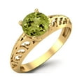 thumbnail image 2 of 0.85 Ctw Round Peridot 925 Sterling Silver Gold Vermeil Solitaire Filigree Women Valentines Day Gifts Ring, 2 of 3