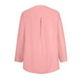 thumbnail image 4 of Women's 3/4 Sleeve Quarter Zip T-Shirts Casual Loose Solid Pullover Tops Summer 2025 Casual Tees Pink,2XL, 4 of 5