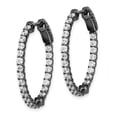 thumbnail image 4 of Auriga Fine Jewelry 925 Sterling Silver Shimmer Black 46 Stone 2.25mm CZ In/Out Oval Hinged Hoop Earrings for Women, 4 of 7