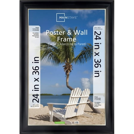 Metal Champagne Frame - Mainstays 24x36 2-Tone Poster Frame, Black with Champagne