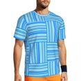 thumbnail image 3 of Blue And White Striped T-Shirt Colorful Lines Harajuku Running T Shirts Short Sleeve Breat, 3 of 5