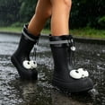 thumbnail image 4 of Cute Rain Boots for Women Big Eye Drawstring Cuff Mid Calf Rain Boots Waterproof Windproof Adjustable Slip On Garden Work Footwear, 4 of 6