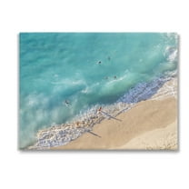 Stupell Industries Aerial Beach View Landscape Photography Gallery Wrapped Canvas Art Print Wall Art, 48 x 36