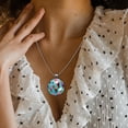 thumbnail image 3 of Cream Stunning Glass Circular Pendant Necklace - Elegant Jewelry for Women, 3 of 5