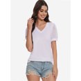 thumbnail image 4 of Womens Summer Tops V Neck T Shirts Swiss Dot Puff Sleeve Tops Loose Casual Tshirts, 4 of 6