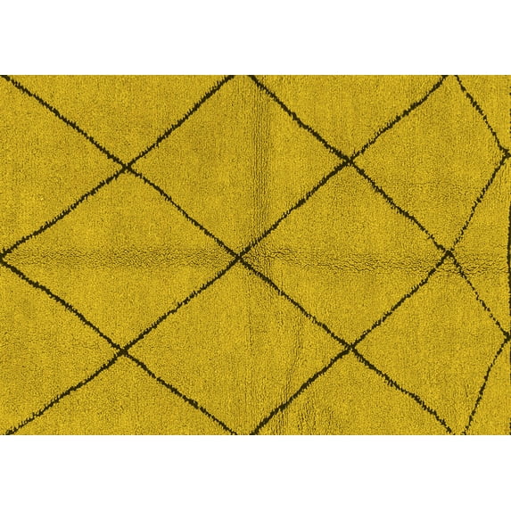 Ahgly Company Machine Washable Indoor Rectangle Solid Yellow Modern Area Rugs, 2' x 4'