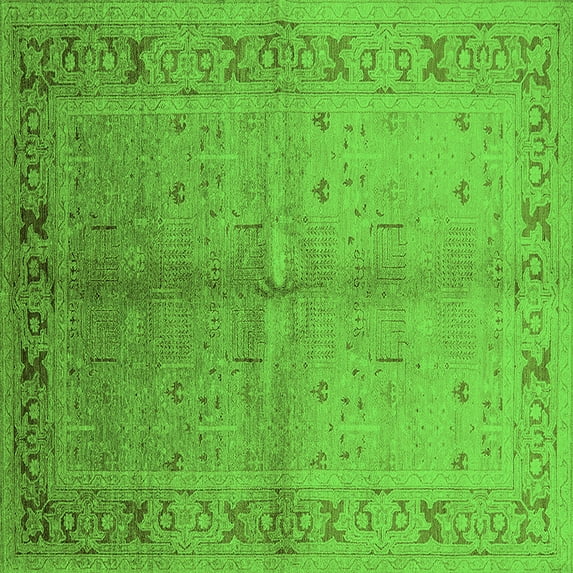 Ahgly Company Indoor Square Oriental Green Traditional Area Rugs, 8' Square