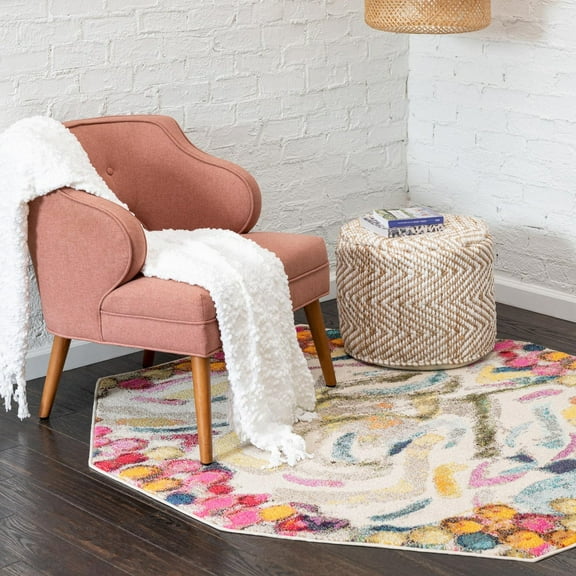 Unique Loom Vivid Collection Area Rug - Jaipur (7' 10" Octagon Multi/Black)