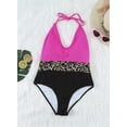 thumbnail image 3 of Maillot une Pièce pour Femmes à Col Licou en V à Blocs de Couleur, Monokini Gainant, 3 of 8