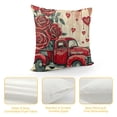 thumbnail image 4 of YINGXI 's Day Hello Decorative Throw Pillow Covers, Red Truck Rose Flower Cushion Case Decor, More Anniversary Wedding Holiday Home Decoration for Sofa Couch 12x12in, 4 of 5