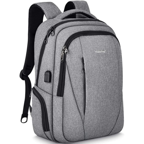 Laptop Backpack Business Slim Anti-theft Backpacks with USB Charging Port Water Resistant College School Computer Bag for Men Women Fit Under 15.6 inch Notebook/Macbook,Grey