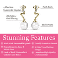 thumbnail image 2 of Cate & Chloe Ophelia 18k Yellow Gold Plated Shell Pearl Earrings with Swarovski Crystals for Women, 2 of 9