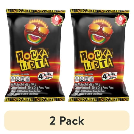 (2 pack) Sonric's Rockaleta Lollipops, Mexican Lollipop with Bubble Gum Center, 6 Ct