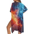 thumbnail image 5 of HELLHERO Half Sleeve Bathing Suit Cover Up for Vacation High Quality Fabrics Comfort Long Kimono Cover Ups for Swimwear Women Fire And Ice, 5 of 6