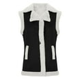 thumbnail image 5 of Qetyuw Womens Faux Suede Vest Winter Sherpa Lined Lapel Open Front Coat Sleeveless Button Down Casual Vests, 5 of 7
