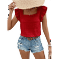 thumbnail image 4 of Women'S Square Neck Ruffle Short Sleeve Top Red XXL, 4 of 9
