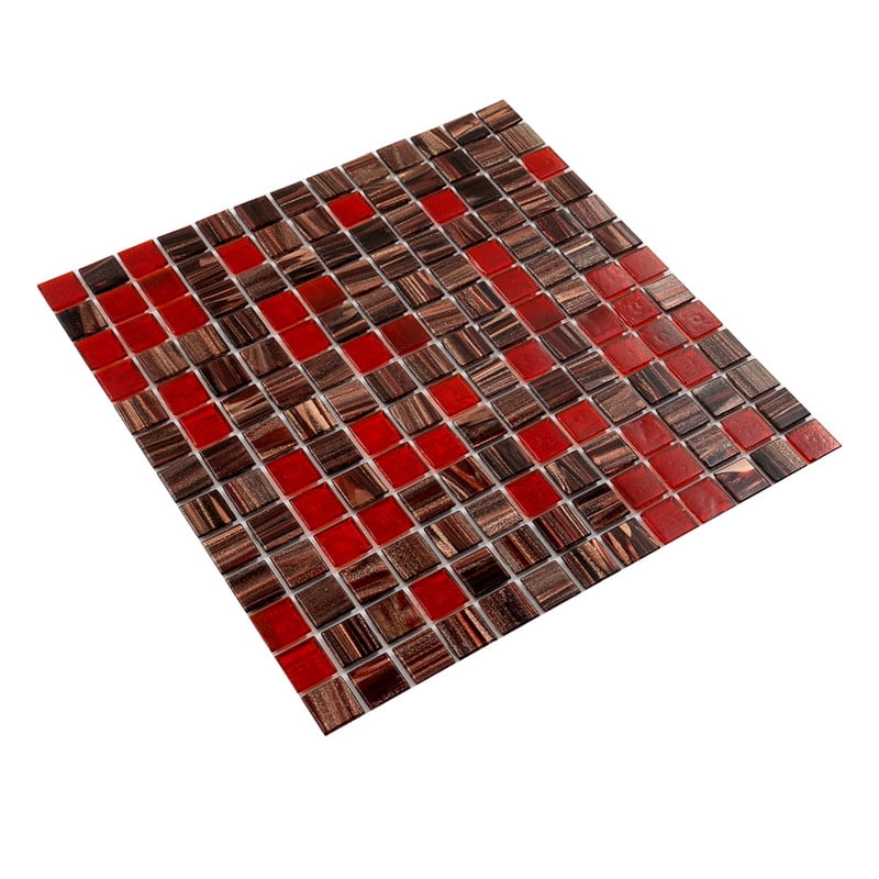 Mingles 12 in. x 12 in. Glossy Berry Red Glass Mosaic Wall and Floor Tile (20 sq. ft./case) (20-pack)