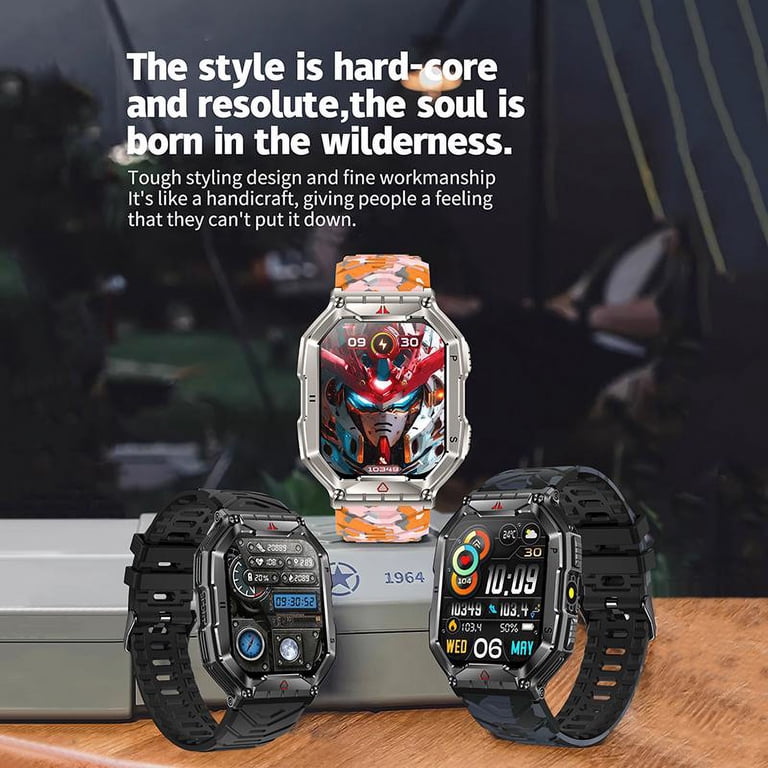 Rainbuvvy KR82 SmartWatch 2.1 inch AMOLED , Flashlight, Outdoor