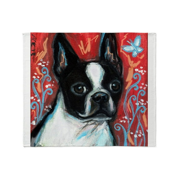 CafePress - Portrait Of Smiling Boston Terrier Throw Blanket - Soft Fleece Throw Blanket, 50"x60" for All Ages