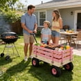 thumbnail image 4 of Enyopro Portable Kids Wagon with Wooden Side Rails, Outdoor Wagon Cart Kids Wagon with 10'' Wheels, for Toddlers, All-Terrain for Camping & Backyard & Toys, Pink, 4 of 9