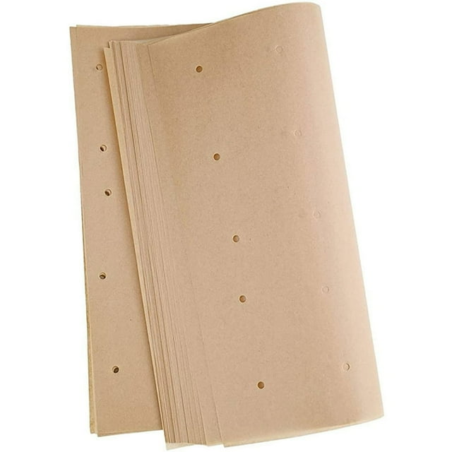 100Pcs Air Fryer Paper Unbleached Air Fryer Parchment Paper Pads High Temperature Resistant Perforated Square Air Fryer Pads for Toaster Countertop Large Toaster Oven
