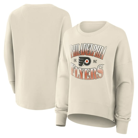 Women's Fanatics Cream Philadelphia Flyers Oversized Slice Pullover Sweatshirt