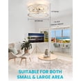 thumbnail image 2 of Frstem Farmhouse Fandelier, 20" Flush Mount White Caged Ceiling Fan with Lights & Remote Control Kit, Bladeless/Low Profile/6-speed for Living Room Bedroom Kitchen, 2 of 12