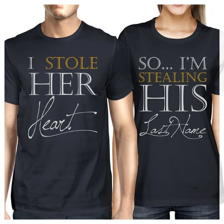 Stealing Last Name Matching Couple Gift Shirts Navy For