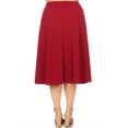 thumbnail image 3 of Women's Plus Size A-Line High Waist Elastic Band Pleated Solid Midi Skirt, 3 of 4
