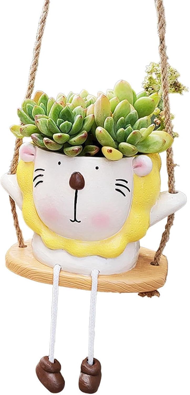 Hanging Planter Pot 1 Pc Resin Swinging Animal for Indoor Outdoor Succulent