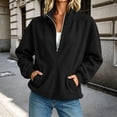 thumbnail image 2 of Jaunzuar Sweatshirt for Women Corduroy Long Sleeve Quarter Zip Pullover Stand Collar Loose Casual Tops with Pockets L, 2 of 6