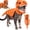 Orange, variant on MIRUXO Pet Dinosaur Costume - 3D Skeleton Design Glow in the Dark | Cozy Plush 3D Halloween Cat/Dog Skeleton Costume, Realistic Dino Skeleton Costume