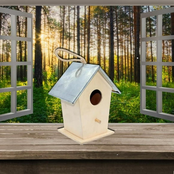 para Pájaros para Exteriores/interiores/colgantes, para Pájaros de Madera para Exteriores, Casa para Pájaros Decorativa, Caja de Cría shamjiam casas de pájaros sin terminar