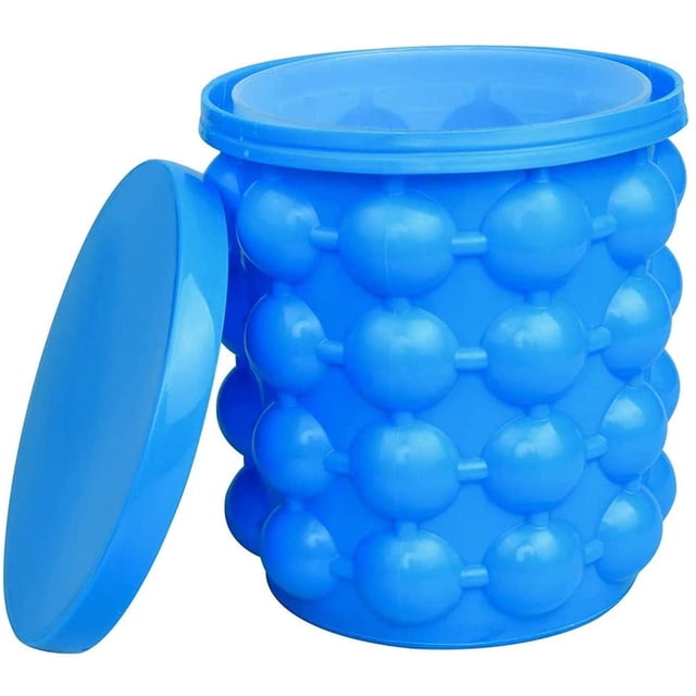 cubeta de hielo, cubeta de hielo de silicona grande y molde de hielo con tapa, fabricador de cubitos de hielo de silicona, (2 en 1) fabricador de cubitos de hielo que ahorra espacio, fabricador de cu Namotu WMPH-590